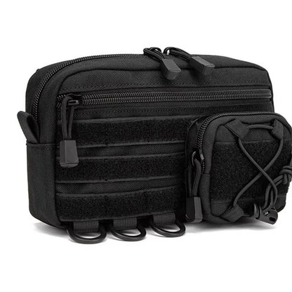 Tactical Molle Horizontal Admin Pouch with Front Drawstring Pocket EMT Modular Pouch EDC Utility Organizer Bag Outdoor Waist Bag