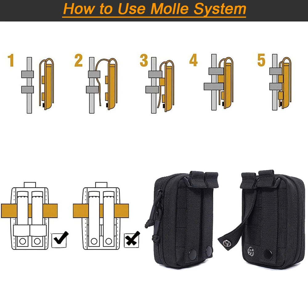 Tactical Small Molle Admin Pouch EDC Utility Duty Belt Pouch Gadget Waist Pack Medical Organizer Bag Wallet Purse