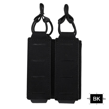 Tactical Double Pistol MAG Pouch 9mm Magazine Holder For Belt MOLLE Laser Cut Elastic Bungee Cord Retention Hunting