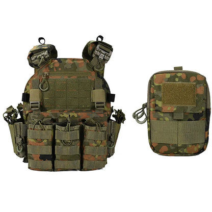 Modular Tactical Vest Set Quick‑Release MOLLE Vest with Mag Pouches Utility Bags for Airsoft Hunting Shooting Combat Training