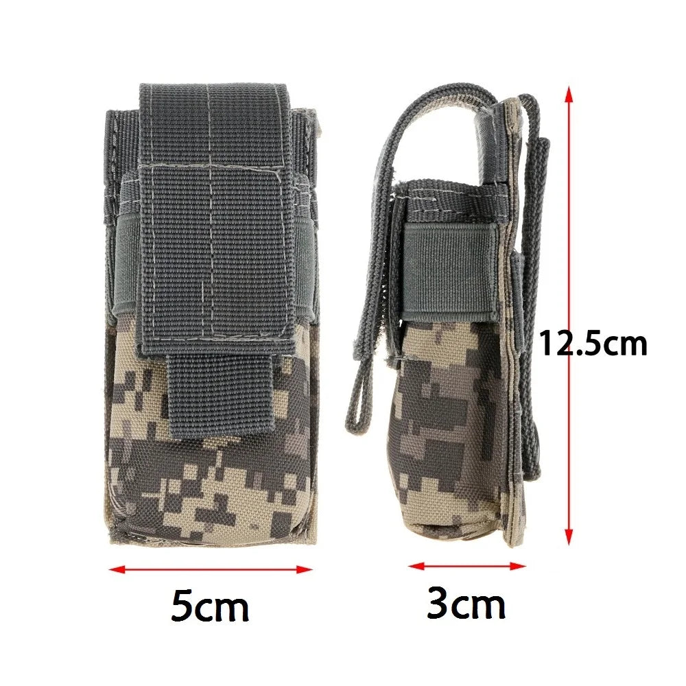 Tactical Magazine Pouch Single Pistol Mag Bag Molle Flashlight Pouch Torch Holder Case Outdoor Hunting Knife Holster