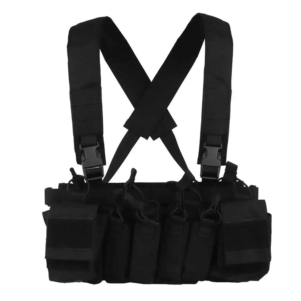 Tactical Vest Chest Rig D3CRX with 9mm 5.56 Modular Multi-function Quadruple Magazine Pouch Lightweight Gear