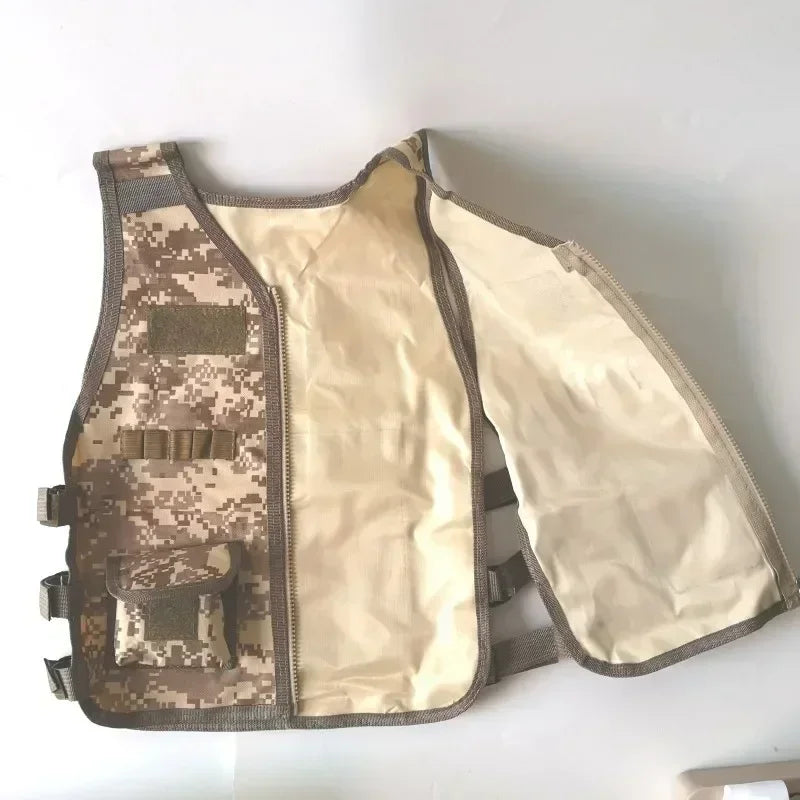 Children Vest Kids Camouflage Multiple Pockets Hunting CS War Games Jacket Hunting Tactical Waistcoat Training Gear