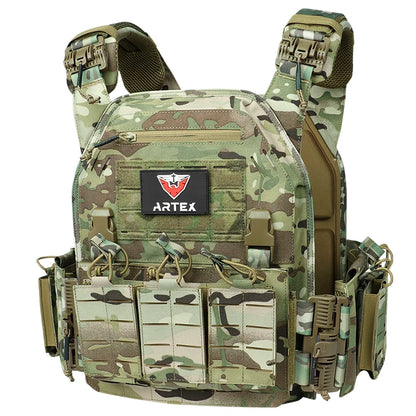 Tactical Vest Paintball Plate Holder 1000D Fabric Quick Releaseable Plate Carrier Laser Cut Platewith Triple Magazine Pouch ﻿