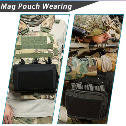 Tactical Triple Magazine Pouch Double Layer Molle Admin Pouch Quick Access Open Up Design for M4 M16 PMAG AK Hunting Accessories