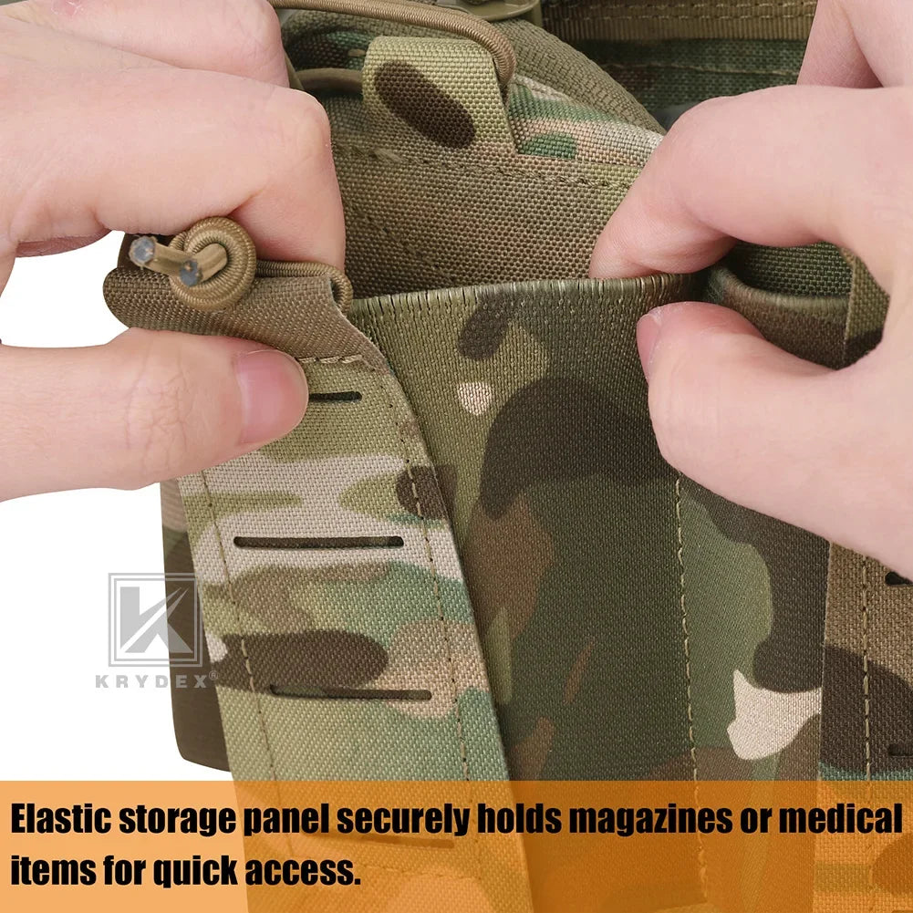 KRYDEX Tactical Triple Magazine Pouch GP Pouch Aifsoft Hunting Chest Rig Accessories Front Elastic Placard For 5.56 Mag Holders