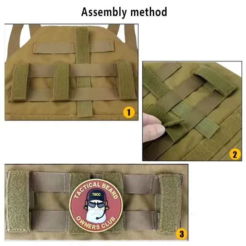 4 PCS Tactical Molle Strip Hook and Loop Fastener Durable Easy Install ID Patches Attachment Strap for Backpack Vest Tactical