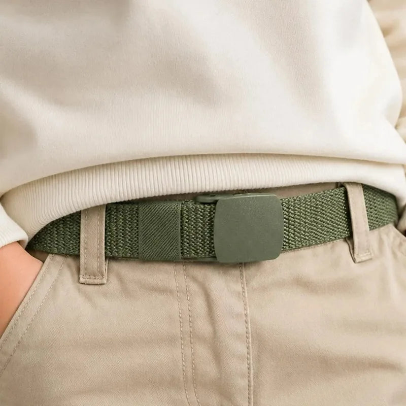Adjustable Kids Canvas Belt No Hole Elastic Waistband for School Uniform Children Trousers Belt with Smooth Snap for Buckle Safe