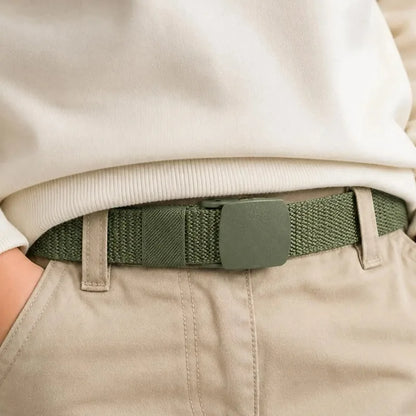 Adjustable Kids Canvas Belt No Hole Elastic Waistband for School Uniform Children Trousers Belt with Smooth Snap for Buckle Safe