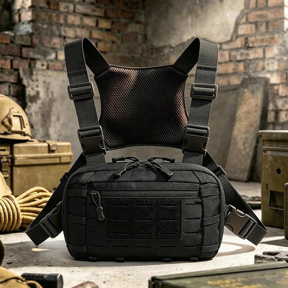 Tactical Pistol Gun Storage Bag Cancealed Carry Gun Pouch EDC Chest Bag Utility Chest Rig Pouch Admin Pouch with Gun Holster