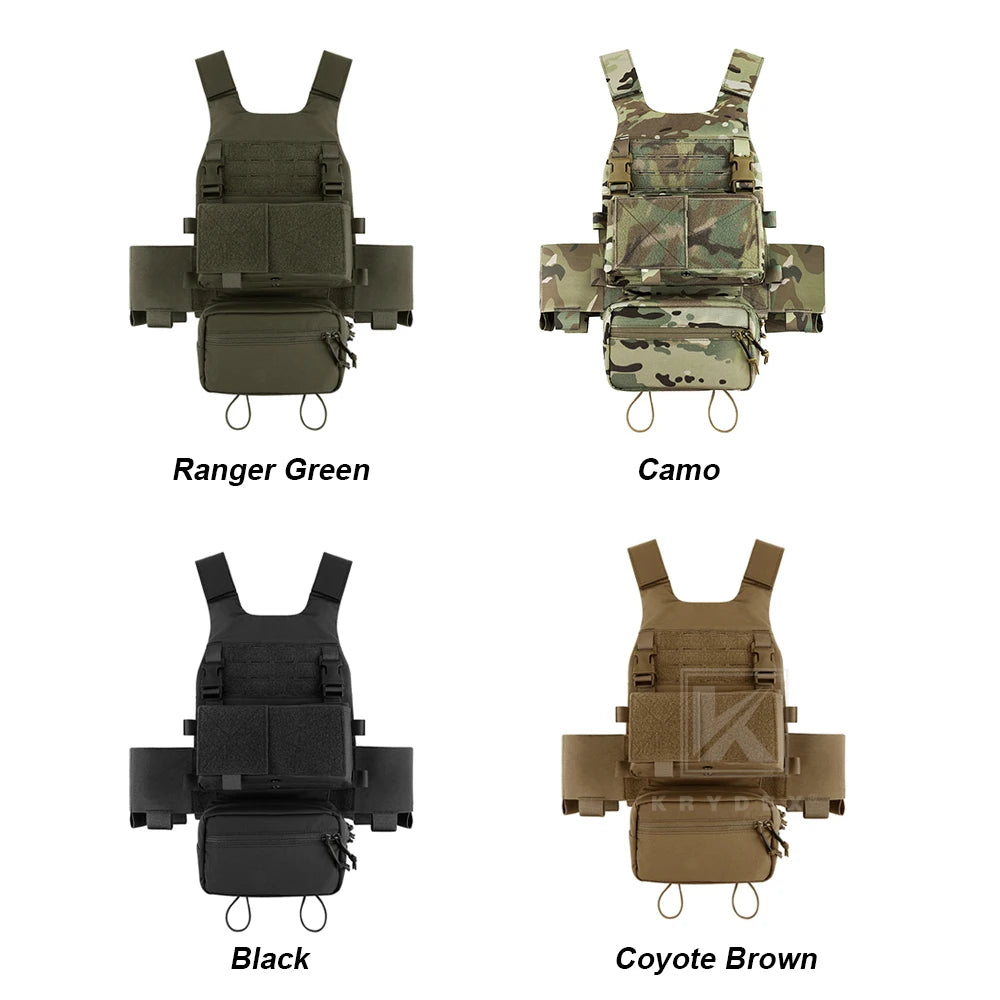 KRYDEX Tactical Men Vest Hunting Low Vis FCS Slickster Plate Carrier with MK3 Chassis Mag Pouch Dump Pouch PaintballGear