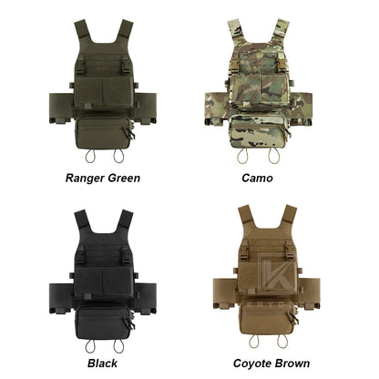 KRYDEX Tactical Men Vest Hunting Low Vis FCS Slickster Plate Carrier with MK3 Chassis Mag Pouch Dump Pouch PaintballGear