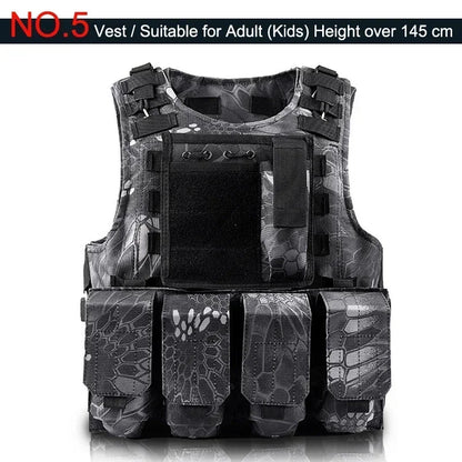 Outdoor Airsoft Tactical Kids Children Vest Uniform  Hunting Equipment Kids Boy Girl Camouflage Hiking CS Hunting Clothes