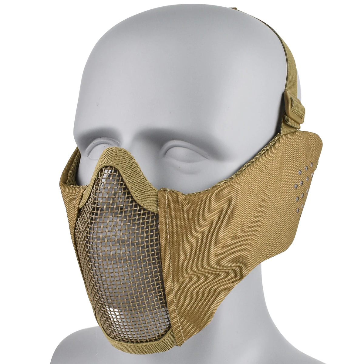 Hunting Foldable Mesh Mask With Ear Protection Airsoft Half Face Paintball Shooting Tactical CS Wargame Face Protective Mask
