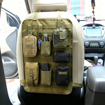 Vehicle Tactical Seat Back MOLLE Panel Car Backseat Organizer Storage Board with Pockets Camping Hunting Outdoor Equipment