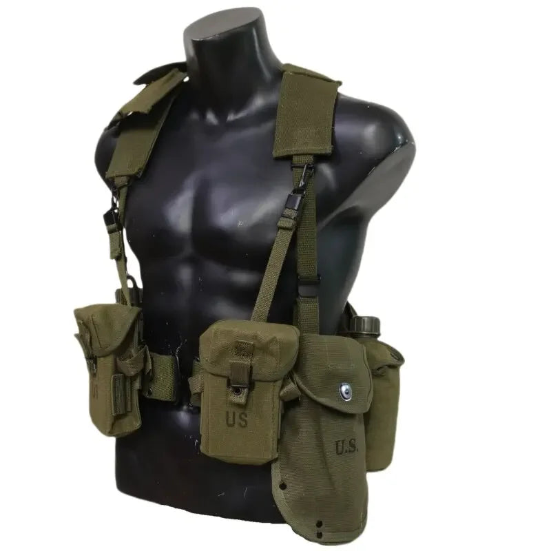 US M1956 Canvas Long Pouch Replica, M14 Magazine Pouch, ALICE Style Tactical Waist Tool Bag for Military Collection Cosplay