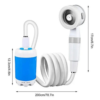 Portable Camping Shower USB Rechargeable Electric Shower Pump Outdoor Travel Hiking Bathing Shower Kit with Water Pump