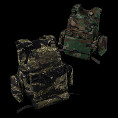 Tactical V5 PC Plate Carrier Set Ferro Style Hunting Plate Carrier Tiger with Elastic Waistband Triple Mag Pouch Airsoft Gear