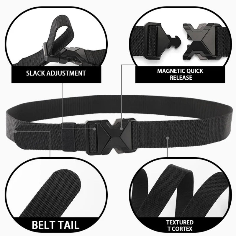 New 1pc The New Men's 125cm Buckle Belt Nylon Braided Lightweight Breathable Daily Commuter Men's Belt