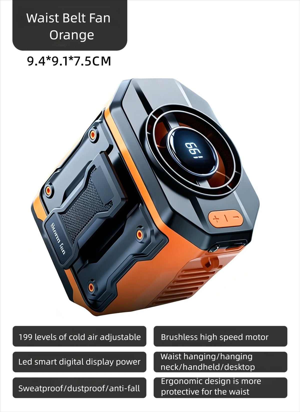 USB Waist & Neck Hanging Cooling Fan Portable Clip Air Cooler Summer Heat Relief Fan for Tactical Outdoor Sports