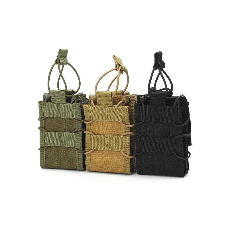 Outdoor Tactical Open Top Double MOLLE Camo Nylon Magazine Pouch for Airsoft Paintball Shooting Hunting