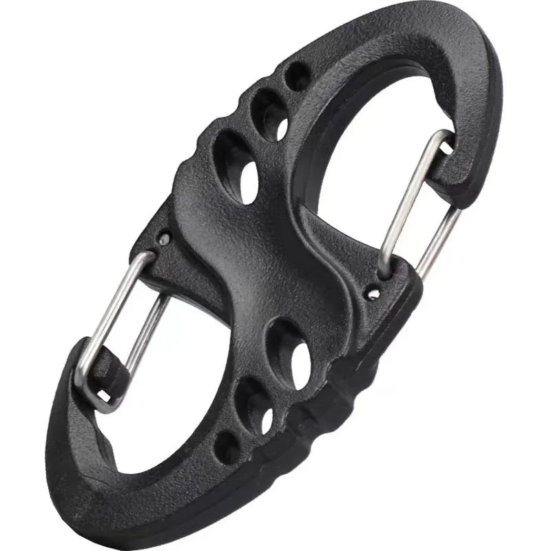 20PCS S Type Carabiner Dual Buckle Portable Outdoor Climbing Hook Mini Keychain Plastic Steel Camping Hook