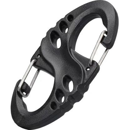 20PCS S Type Carabiner Dual Buckle Portable Outdoor Climbing Hook Mini Keychain Plastic Steel Camping Hook