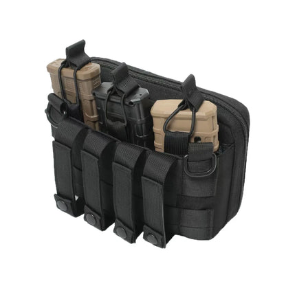 Tactical Mag Admin Pouch Molle Utility Tool Pouch Medical EMT Organizer with Triple Stacker Magazine Holder for M4 M16