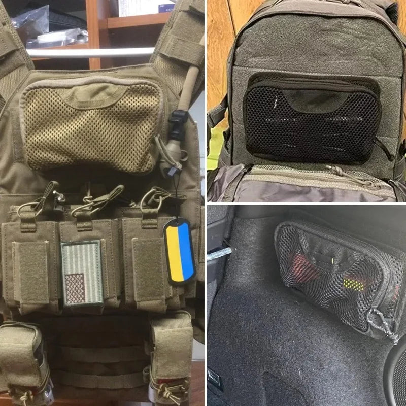 Tactical Internal Mesh Pocket Modular Insert Pouch Hook Loop Fastener Hunting Vest Backpack Organizer EDC Tool Admin Pack Bag
