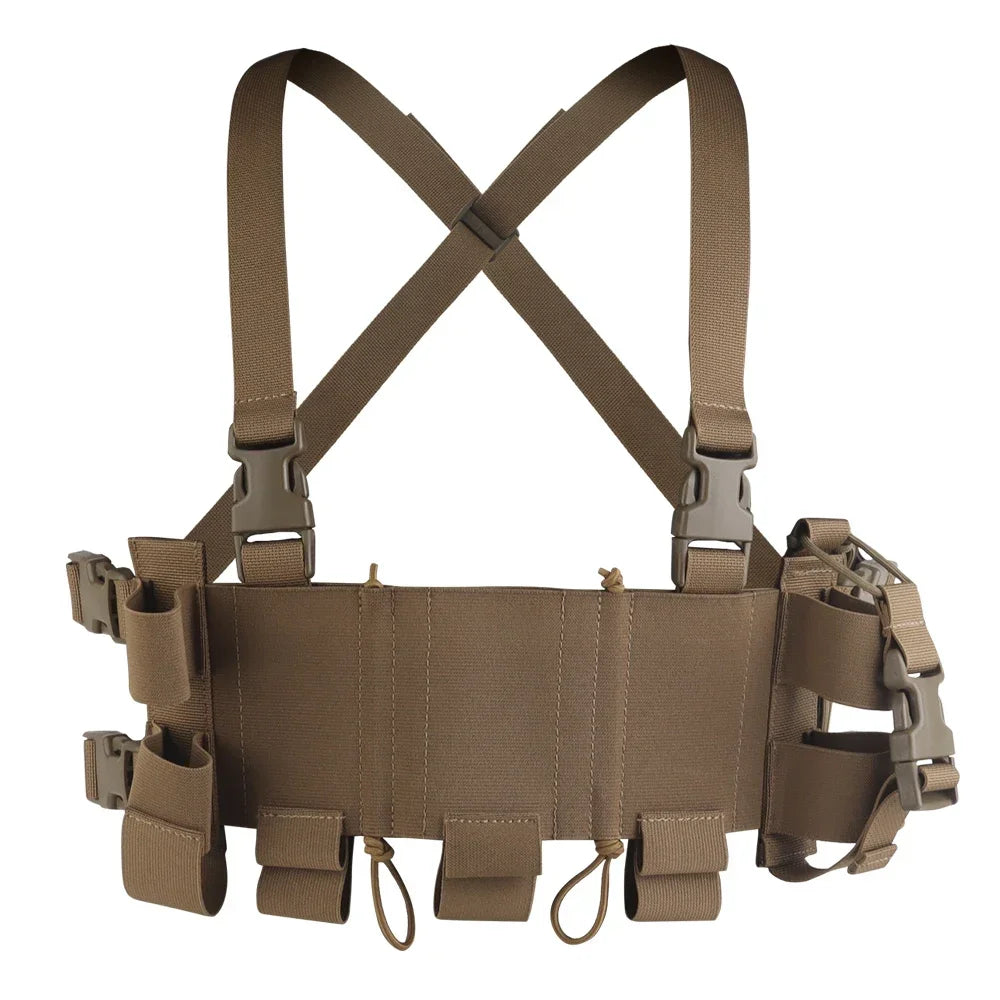POSEIDON DEFENSE WG Minimalistic Multi-Mission Chest Rig Kit With 5.56 SMG 9MM Triple Magazine Pouch Genade Radio Holster
