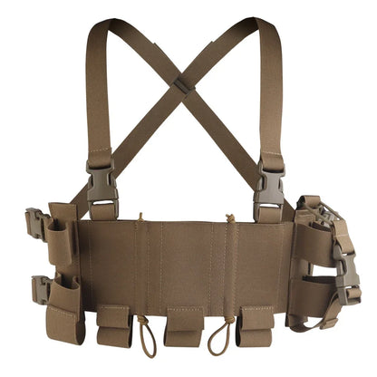 POSEIDON DEFENSE WG Minimalistic Multi-Mission Chest Rig Kit With 5.56 SMG 9MM Triple Magazine Pouch Genade Radio Holster
