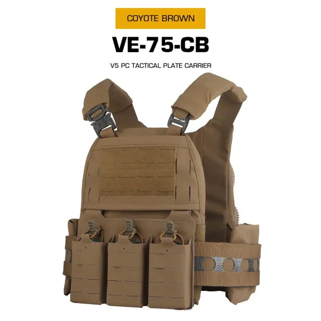 WOSPORT Hunting Vest V5 PC Quick Release Tactical MOLLE Plate Carrier With Triple Magazine Pouches Modular Vest