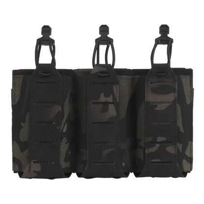 Tactical Vest Plate Carrier Front Flap Triple Magazine Pouch Lightweight Elastic Open-Top Mag Pouches for M4 AK AR Airsoft Gear