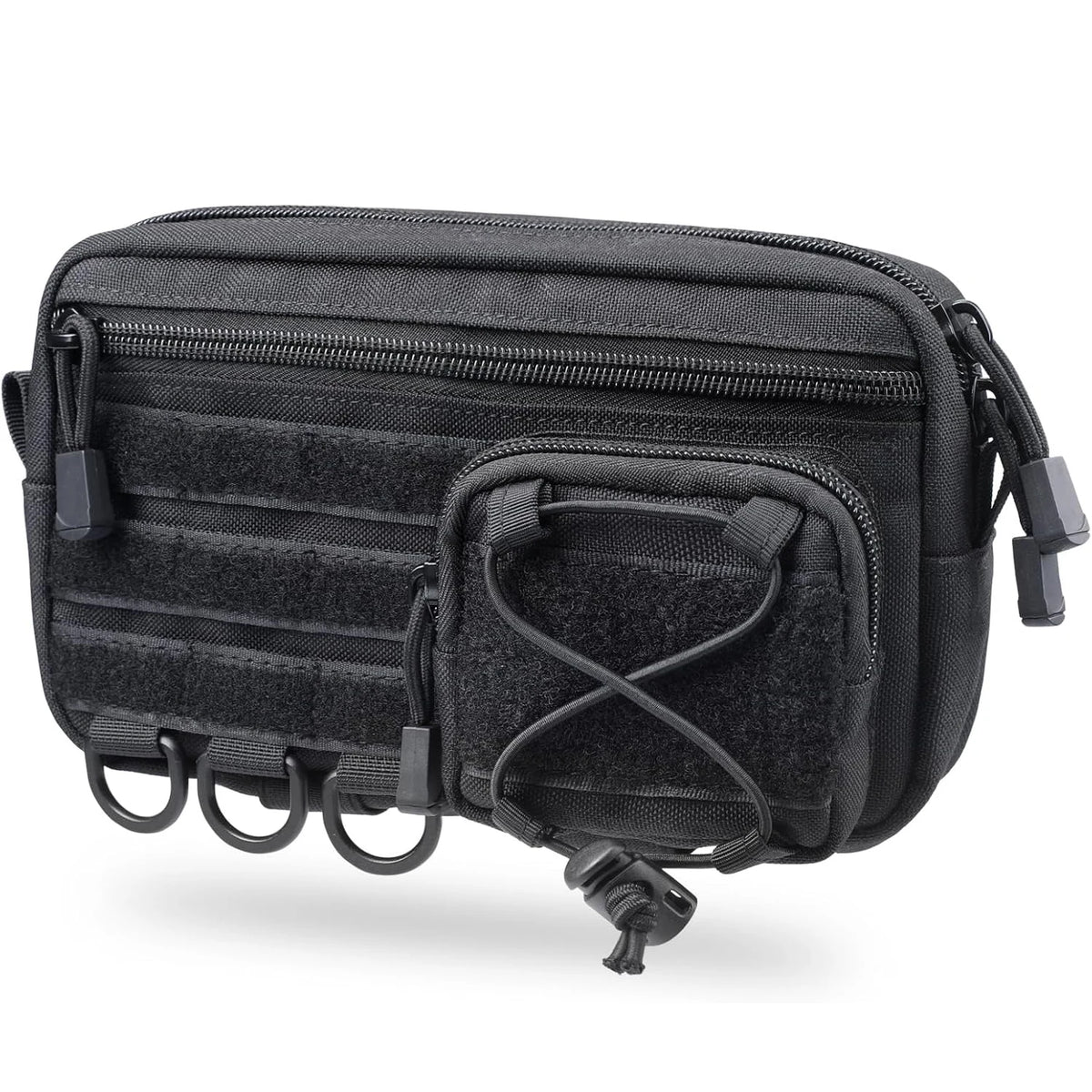 Tactical EDC Molle Waist Bag Utility Belt Pouch with D Ring Patch Panel and Bungee Cord for Hunting Camping Hiking Outdoor Sport