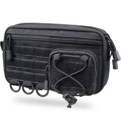 Tactical EDC Molle Waist Bag Utility Belt Pouch with D Ring Patch Panel and Bungee Cord for Hunting Camping Hiking Outdoor Sport