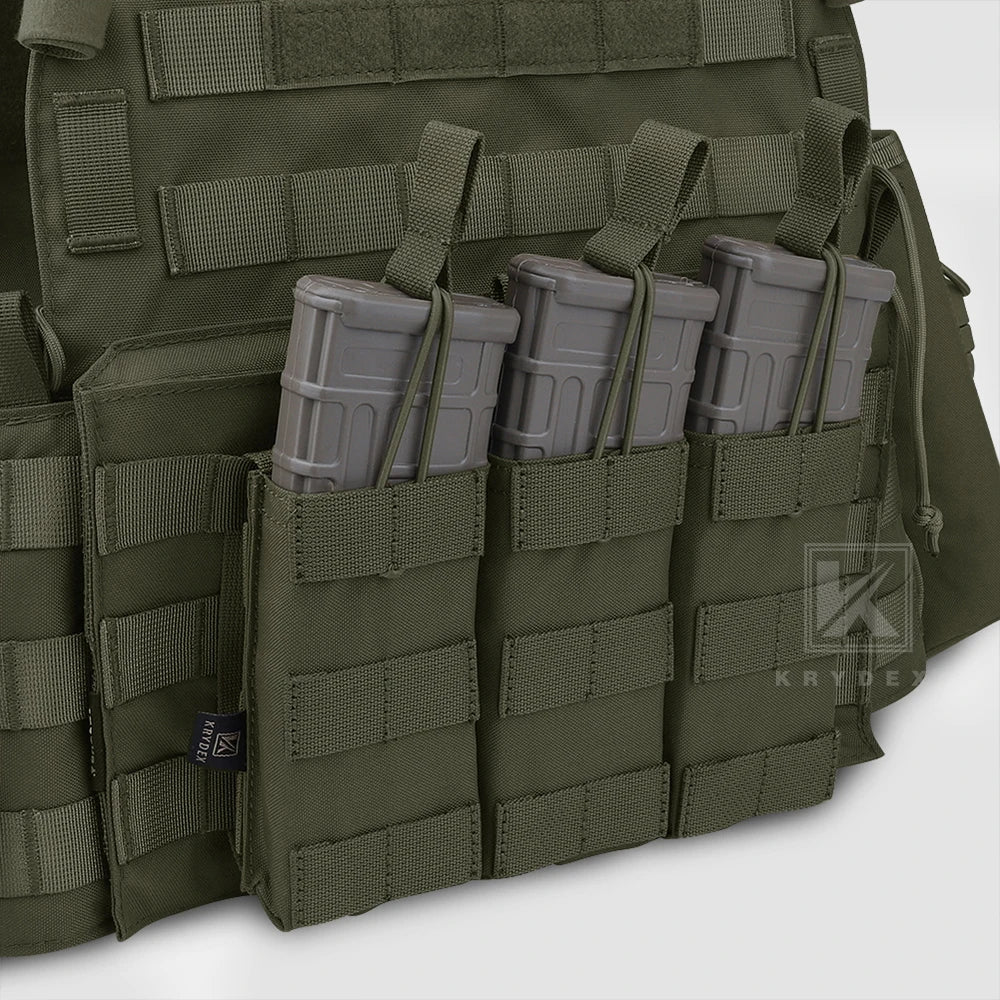 KRYDEX Tactical 5.56 MOLLE Magazines Pouch Triple Open-Top Mag Pouch for M4 M16 AR 15 Hunting Accessories