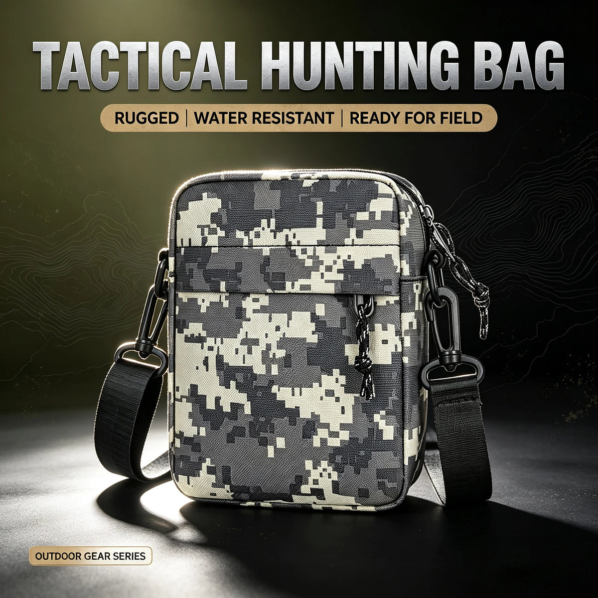Hunting Bag Lightweight Portable Water Resistant Nylon Camouflage Crossbody Bag Outdoor Camping Hiking With Zipper Sling Bag