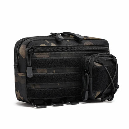 Tactical EDC Molle Waist Bag Utility Belt Pouch with D Ring Patch Panel and Bungee Cord for Hunting Camping Hiking Outdoor Sport