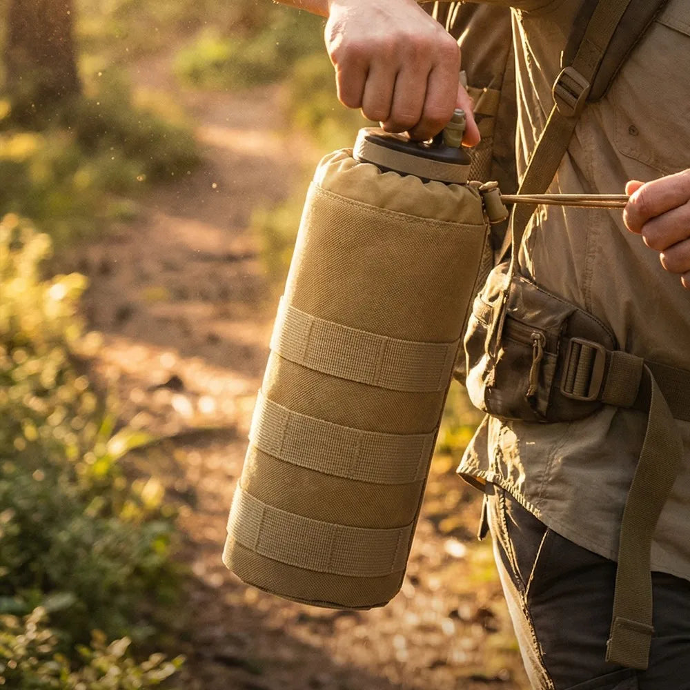 New MOLLE Tactical Water Bottle Holder 600D Nylon Drawstring Water Bottle Pouch for Outdoor Hunting Hiking Camping,6 Colors