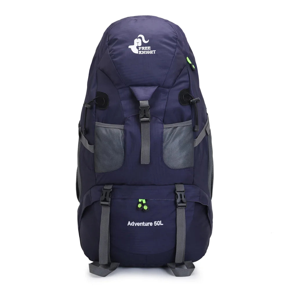 50L Hiking Backpack Water-Resistant Trekking Rucksack with Shoe Compartment Breathable Support for Camping Travel