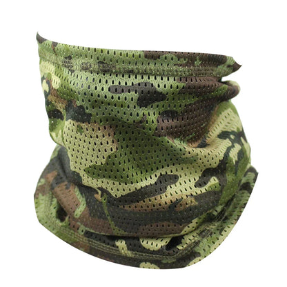 Large Mesh Windproof Neckerchief Camo Mask Neck Gaiter Cover Face Bandana Sun Cool Breathable Cycling Hiking Camping Tube Scarf