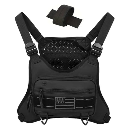 Tactical Running Vest Bag with Gun Holster Anti-Theft Chest Pack Outdoor Sports Running Vest Bag for Cycling Hiking Hunting