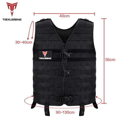 Tactical MOLLE Carrier Vest Lightweight Adjustable Waistcoat with Gear Pockets for Airsoft CS Wargame Hunting Outdoor Training