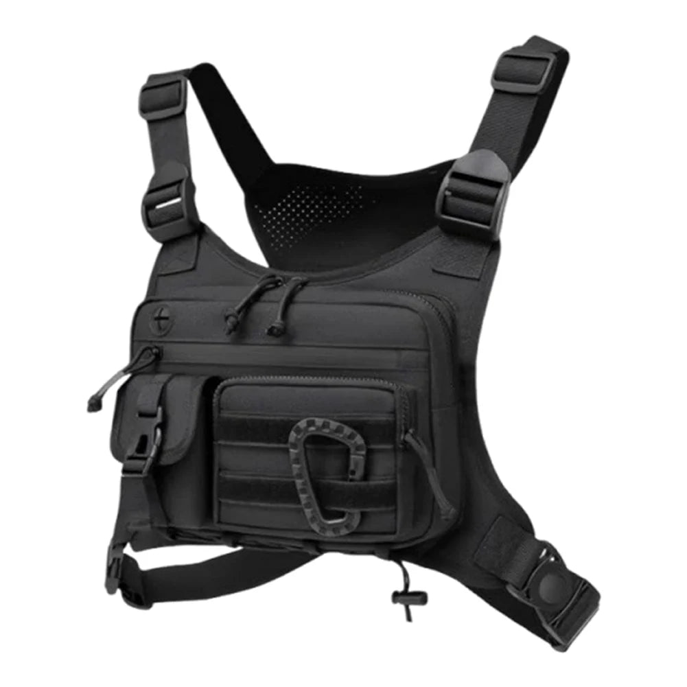 Outdoor Sports Chest Bag Multi Pocket Cycling Chest Bag Adjustable Strap Nylon Hunt Vest Bag Travel Commute Sports Backpack