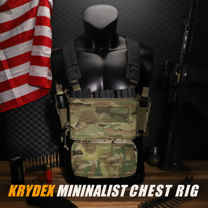 KRYDEX Tactical Micro D3CR Chest Rig with Triple 5.56 7.62 9mm Magazine Pouch Adjustable Strap Hunting D3CRM Gear Accessories