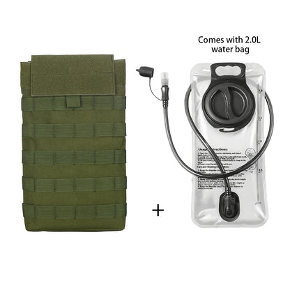 MOLLE Expansion System Accessories Water Bag Pack+2.0L Soft Water Bag Set Large Diameter Rotary Cap Bite Drinking Pipe