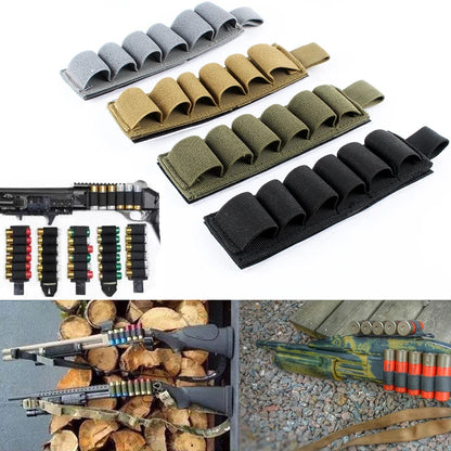 Tactical Outdoor 6 Round Shotgun Shell Holder Ammunition Pistol Bullet Reload Holder with Adhesive Backing Sticker For 12 Gauge