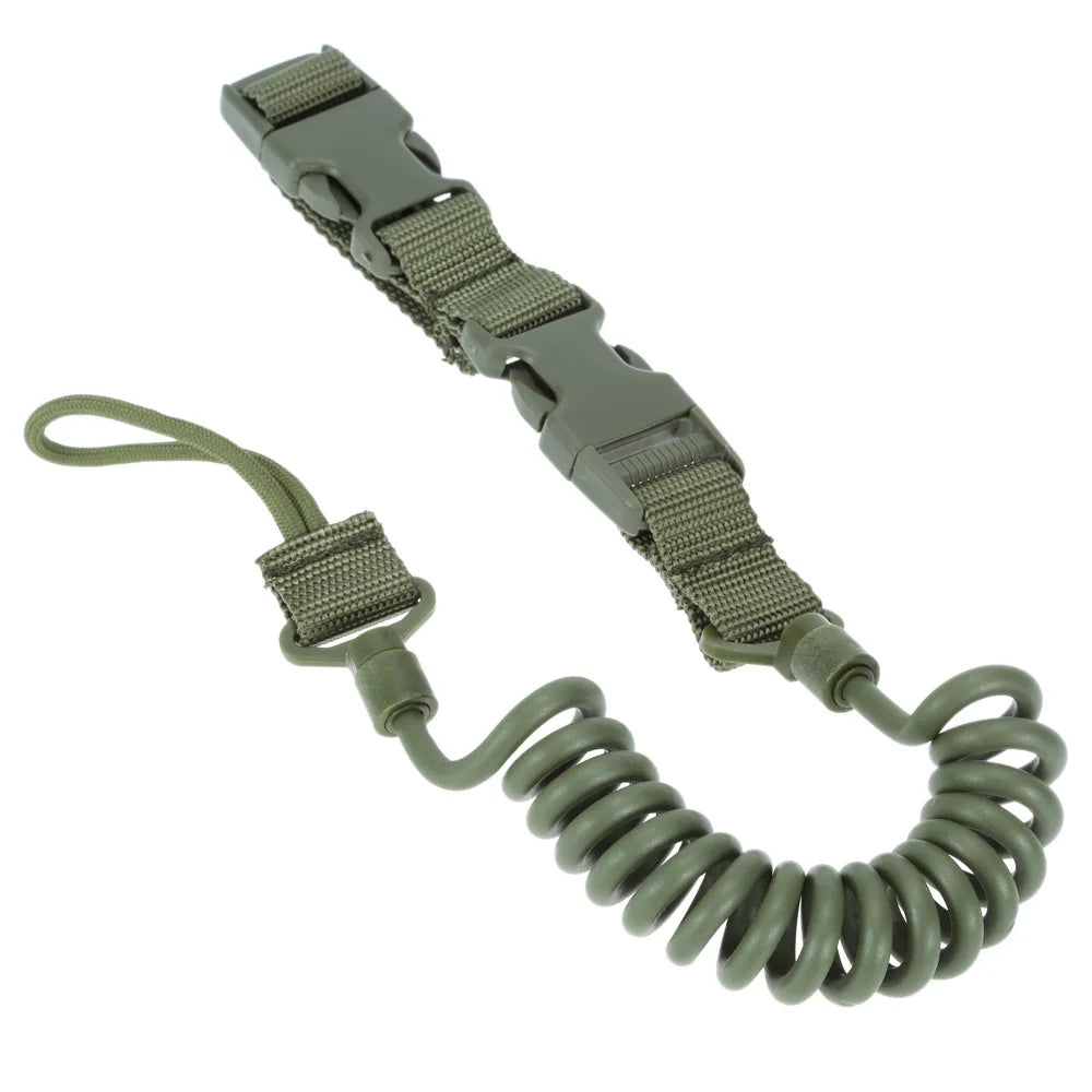 Military Tactical Lanyard Multi-purpose Spring Lanyard Pistol Secure Lanyard Rifle Sling Strap Shooting Hunting Gun Accessories