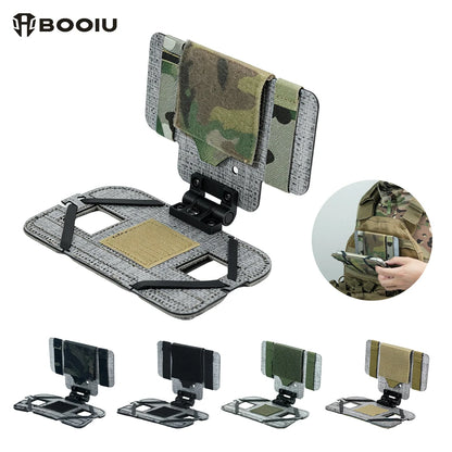 BOOIU Carbon Fiber MOLLE Foldable Navigation Board Tactical Vest Chest Phone Holder Mount Airsoft Hunting Outdoor Gear