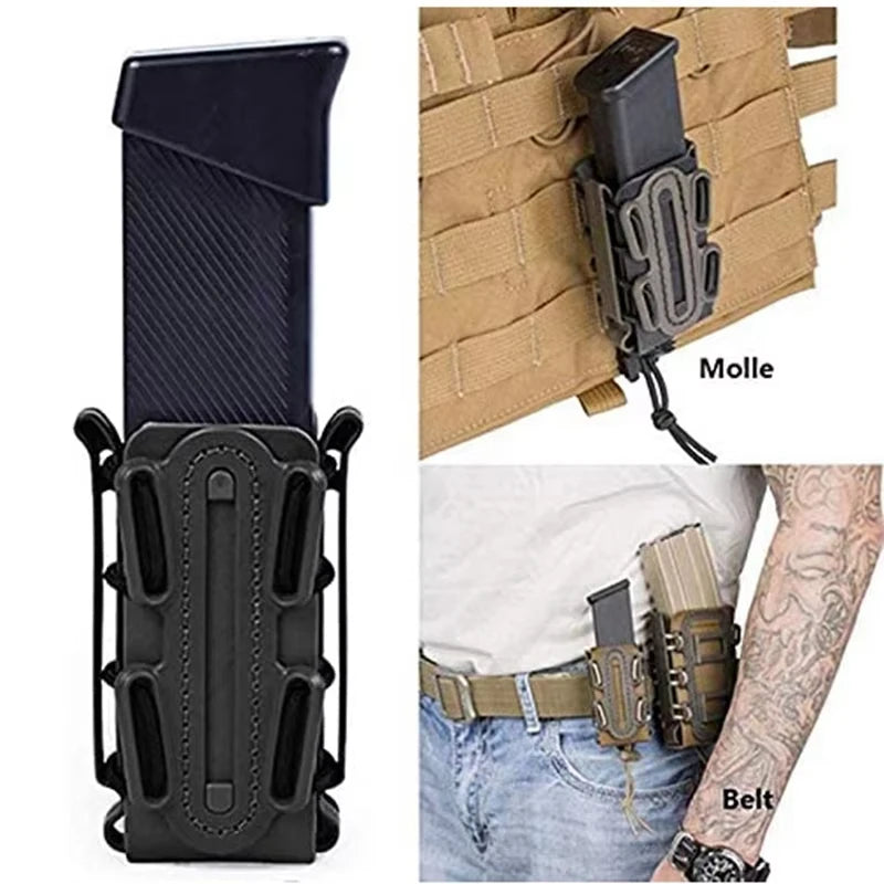 Tactical Molle 9mm Magazine Pouch Pistol Mag Holder with Belt Clip for Glock 17 19 Beretta M9 Fastmag Soft Shell Holster Hunting